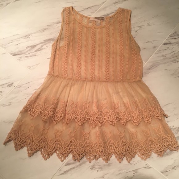 Forever 21 Tops - Forever 21 Sheer Boho Babydoll Lace Tank Top